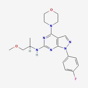 molecular formula C19H23FN6O2 B2650512 1-(4-fluorophenyl)-N-(1-methoxypropan-2-yl)-4-morpholino-1H-pyrazolo[3,4-d]pyrimidin-6-amine CAS No. 1207045-57-5