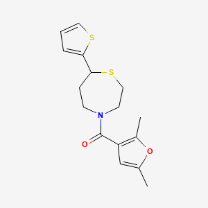 molecular formula C16H19NO2S2 B2650513 (2,5-Dimethylfuran-3-yl)(7-(thiophen-2-yl)-1,4-thiazepan-4-yl)methanone CAS No. 1706224-48-7