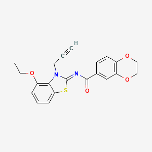 molecular formula C21H18N2O4S B2650514 N-[(2Z)-4-ethoxy-3-(prop-2-yn-1-yl)-2,3-dihydro-1,3-benzothiazol-2-ylidene]-2,3-dihydro-1,4-benzodioxine-6-carboxamide CAS No. 868674-25-3