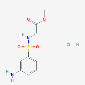 molecular formula C9H13ClN2O4S B2650518 Methyl 2-(3-aminobenzenesulfonamido)acetate hydrochloride CAS No. 1169966-62-4