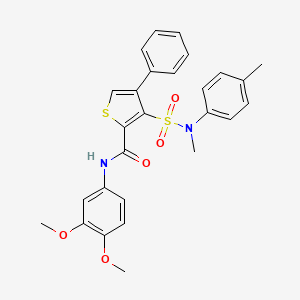molecular formula C27H26N2O5S2 B2650525 N-(3,4-Dimethoxyphenyl)-3-[methyl(4-methylphenyl)sulfamoyl]-4-phenylthiophene-2-carboxamide CAS No. 1113110-15-8