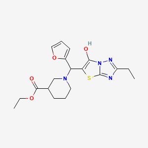 molecular formula C19H24N4O4S B2650534 Ethyl 1-((2-ethyl-6-hydroxythiazolo[3,2-b][1,2,4]triazol-5-yl)(furan-2-yl)methyl)piperidine-3-carboxylate CAS No. 886907-20-6