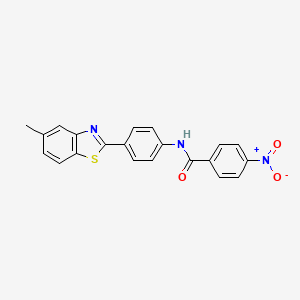 molecular formula C21H15N3O3S B2650535 N-[4-(5-methyl-1,3-benzothiazol-2-yl)phenyl]-4-nitrobenzamide CAS No. 303790-87-6