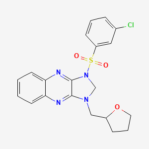 1-((3-chlorophenyl)sulfonyl)-3-((tetrahydrofuran-2-yl)methyl)-2,3-dihydro-1H-imidazo[4,5-b]quinoxaline