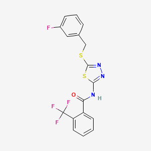 B2650591 N-(5-((3-fluorobenzyl)thio)-1,3,4-thiadiazol-2-yl)-2-(trifluoromethyl)benzamide CAS No. 393567-42-5