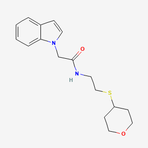 2-(1H-indol-1-yl)-N-(2-((tetrahydro-2H-pyran-4-yl)thio)ethyl)acetamide