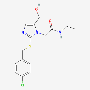 2-(2-((4-chlorobenzyl)thio)-5-(hydroxymethyl)-1H-imidazol-1-yl)-N-ethylacetamide