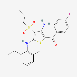 molecular formula C23H25FN2O3S2 B2650743 N2-(2-ETHYL-6-METHYLPHENYL)-5-(4-FLUOROBENZOYL)-3-(PROPANE-1-SULFONYL)THIOPHENE-2,4-DIAMINE CAS No. 890793-68-7