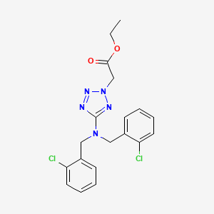 molecular formula C19H19Cl2N5O2 B2650744 Ethyl 2-[5-[bis[(2-chlorophenyl)methyl]amino]tetrazol-2-yl]acetate CAS No. 338750-85-9