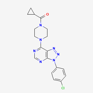 (4-(3-(4-chlorophenyl)-3H-[1,2,3]triazolo[4,5-d]pyrimidin-7-yl)piperazin-1-yl)(cyclopropyl)methanone