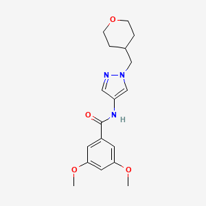 3,5-dimethoxy-N-(1-((tetrahydro-2H-pyran-4-yl)methyl)-1H-pyrazol-4-yl)benzamide