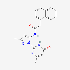 molecular formula C21H19N5O2 B2650771 N-(3-methyl-1-(4-methyl-6-oxo-1,6-dihydropyrimidin-2-yl)-1H-pyrazol-5-yl)-2-(naphthalen-1-yl)acetamide CAS No. 1004384-00-2