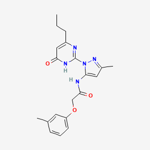 molecular formula C20H23N5O3 B2650773 N-[3-methyl-1-(6-oxo-4-propyl-1,6-dihydropyrimidin-2-yl)-1H-pyrazol-5-yl]-2-(3-methylphenoxy)acetamide CAS No. 1002932-62-8