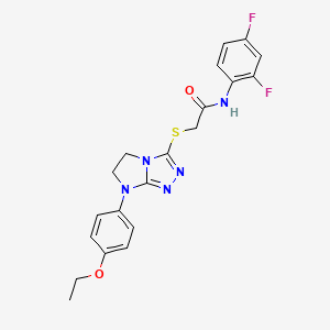 molecular formula C20H19F2N5O2S B2650788 N-(2,4-difluorophenyl)-2-((7-(4-ethoxyphenyl)-6,7-dihydro-5H-imidazo[2,1-c][1,2,4]triazol-3-yl)thio)acetamide CAS No. 921581-12-6