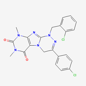 molecular formula C22H18Cl2N6O2 B2650802 1-(2-chlorobenzyl)-3-(4-chlorophenyl)-7,9-dimethyl-7,9-dihydro-[1,2,4]triazino[3,4-f]purine-6,8(1H,4H)-dione CAS No. 941959-34-8