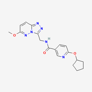 molecular formula C18H20N6O3 B2650810 6-(cyclopentyloxy)-N-((6-methoxy-[1,2,4]triazolo[4,3-b]pyridazin-3-yl)methyl)nicotinamide CAS No. 2034371-84-9