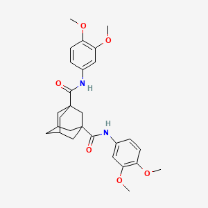 molecular formula C28H34N2O6 B2650830 1-N,3-N-bis(3,4-dimethoxyphenyl)adamantane-1,3-dicarboxamide CAS No. 714260-85-2