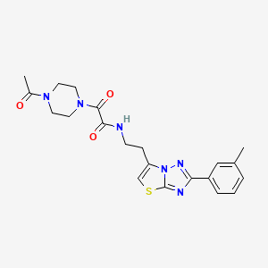 2-(4-acetylpiperazin-1-yl)-2-oxo-N-(2-(2-(m-tolyl)thiazolo[3,2-b][1,2,4]triazol-6-yl)ethyl)acetamide