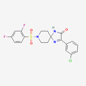 molecular formula C19H16ClF2N3O3S B2650838 3-(3-Chlorophenyl)-8-((2,4-difluorophenyl)sulfonyl)-1,4,8-triazaspiro[4.5]dec-3-en-2-one CAS No. 1358651-17-8