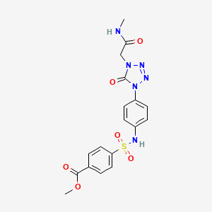 molecular formula C18H18N6O6S B2650845 methyl 4-(N-(4-(4-(2-(methylamino)-2-oxoethyl)-5-oxo-4,5-dihydro-1H-tetrazol-1-yl)phenyl)sulfamoyl)benzoate CAS No. 1396783-44-0