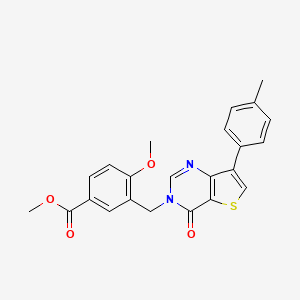 molecular formula C23H20N2O4S B2650850 methyl 4-methoxy-3-((4-oxo-7-(p-tolyl)thieno[3,2-d]pyrimidin-3(4H)-yl)methyl)benzoate CAS No. 1207006-99-2