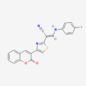 molecular formula C21H12IN3O2S B2650895 (E)-3-((4-iodophenyl)amino)-2-(4-(2-oxo-2H-chromen-3-yl)thiazol-2-yl)acrylonitrile CAS No. 374613-35-1