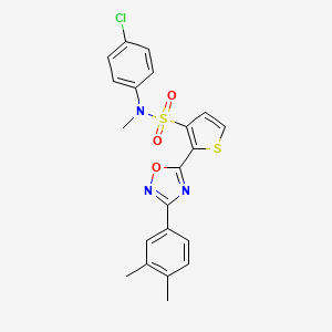 molecular formula C21H18ClN3O3S2 B2650903 N-(4-氯苯基)-2-[3-(3,4-二甲基苯基)-1,2,4-噁二唑-5-基]-N-甲基噻吩-3-磺酰胺 CAS No. 1207049-54-4