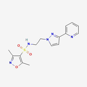 molecular formula C15H17N5O3S B2650912 3,5-dimethyl-N-(2-(3-(pyridin-2-yl)-1H-pyrazol-1-yl)ethyl)isoxazole-4-sulfonamide CAS No. 1448130-04-8