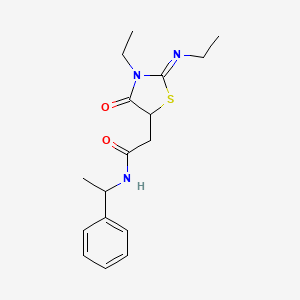 2-[(2E)-3-ethyl-2-(ethylimino)-4-oxo-1,3-thiazolidin-5-yl]-N-(1-phenylethyl)acetamide