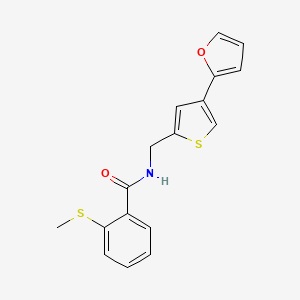 molecular formula C17H15NO2S2 B2651019 N-{[4-(furan-2-yl)thiophen-2-yl]methyl}-2-(methylsulfanyl)benzamide CAS No. 2379993-52-7