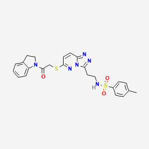 B2651023 N-(2-(6-((2-(indolin-1-yl)-2-oxoethyl)thio)-[1,2,4]triazolo[4,3-b]pyridazin-3-yl)ethyl)-4-methylbenzenesulfonamide CAS No. 872997-63-2