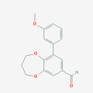 molecular formula C17H16O4 B2651039 6-(3-Methoxyphenyl)-3,4-dihydro-2H-1,5-benzodioxepine-8-carbaldehyde CAS No. 2241140-57-6