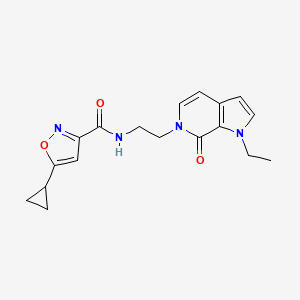 molecular formula C18H20N4O3 B2651044 5-cyclopropyl-N-(2-(1-ethyl-7-oxo-1H-pyrrolo[2,3-c]pyridin-6(7H)-yl)ethyl)isoxazole-3-carboxamide CAS No. 2034532-75-5