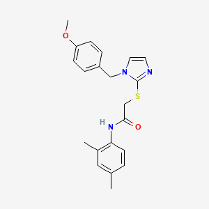 molecular formula C21H23N3O2S B2651047 N-(2,4-DIMETHYLPHENYL)-2-({1-[(4-METHOXYPHENYL)METHYL]-1H-IMIDAZOL-2-YL}SULFANYL)ACETAMIDE CAS No. 869346-63-4