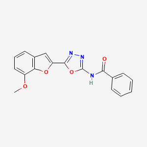molecular formula C18H13N3O4 B2651097 N-[5-(7-methoxy-1-benzofuran-2-yl)-1,3,4-oxadiazol-2-yl]benzamide CAS No. 921991-05-1