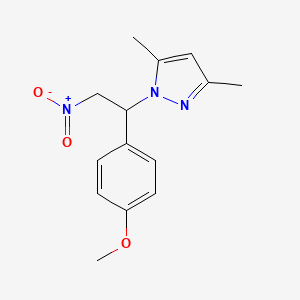 molecular formula C14H17N3O3 B2651098 1-[1-(4-methoxyphenyl)-2-nitroethyl]-3,5-dimethyl-1H-pyrazole CAS No. 956181-62-7