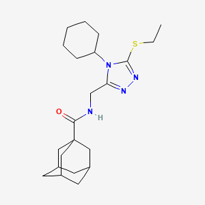molecular formula C22H34N4OS B2651107 N-{[4-cyclohexyl-5-(ethylsulfanyl)-4H-1,2,4-triazol-3-yl]methyl}adamantane-1-carboxamide CAS No. 477304-25-9