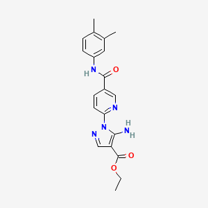 molecular formula C20H21N5O3 B2651147 ethyl 5-amino-1-{5-[(3,4-dimethylphenyl)carbamoyl]pyridin-2-yl}-1H-pyrazole-4-carboxylate CAS No. 1185043-78-0