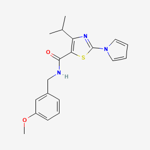 molecular formula C19H21N3O2S B2651191 N-[(3-methoxyphenyl)methyl]-4-(propan-2-yl)-2-(1H-pyrrol-1-yl)-1,3-thiazole-5-carboxamide CAS No. 1251703-13-5