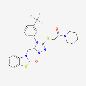 B2651215 3-((5-((2-oxo-2-(piperidin-1-yl)ethyl)thio)-4-(3-(trifluoromethyl)phenyl)-4H-1,2,4-triazol-3-yl)methyl)benzo[d]thiazol-2(3H)-one CAS No. 887216-22-0
