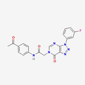 molecular formula C20H15FN6O3 B2651250 N-(4-acetylphenyl)-2-[3-(3-fluorophenyl)-7-oxo-3H,6H,7H-[1,2,3]triazolo[4,5-d]pyrimidin-6-yl]acetamide CAS No. 893934-91-3