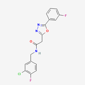 molecular formula C17H12ClF2N3O2 B2651261 N-[(3-chloro-4-fluorophenyl)methyl]-2-[5-(3-fluorophenyl)-1,3,4-oxadiazol-2-yl]acetamide CAS No. 1286724-81-9