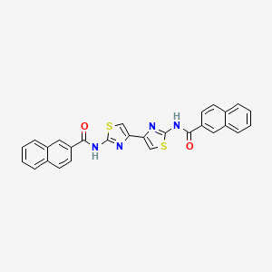 molecular formula C28H18N4O2S2 B2651265 N-{4-[2-(naphthalene-2-amido)-1,3-thiazol-4-yl]-1,3-thiazol-2-yl}naphthalene-2-carboxamide CAS No. 476627-91-5