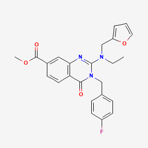molecular formula C24H22FN3O4 B2651326 methyl 2-{ethyl[(furan-2-yl)methyl]amino}-3-[(4-fluorophenyl)methyl]-4-oxo-3,4-dihydroquinazoline-7-carboxylate CAS No. 1251584-93-6
