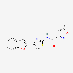molecular formula C16H11N3O3S B2651355 N-[4-(1-benzofuran-2-yl)-1,3-thiazol-2-yl]-5-methyl-1,2-oxazole-3-carboxamide CAS No. 941954-41-2