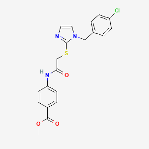 molecular formula C20H18ClN3O3S B2651368 methyl 4-[2-({1-[(4-chlorophenyl)methyl]-1H-imidazol-2-yl}sulfanyl)acetamido]benzoate CAS No. 893378-78-4
