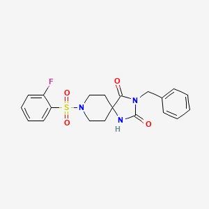 molecular formula C20H20FN3O4S B2651387 3-benzyl-8-(2-fluorobenzenesulfonyl)-1,3,8-triazaspiro[4.5]decane-2,4-dione CAS No. 941880-75-7