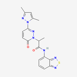 molecular formula C18H17N7O2S B2651401 N-(2,1,3-benzothiadiazol-4-yl)-2-[3-(3,5-dimethyl-1H-pyrazol-1-yl)-6-oxo-1,6-dihydropyridazin-1-yl]propanamide CAS No. 1334368-54-5