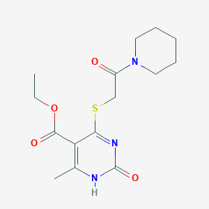 molecular formula C15H21N3O4S B2651438 ethyl 6-methyl-2-oxo-4-{[2-oxo-2-(piperidin-1-yl)ethyl]sulfanyl}-1,2-dihydropyrimidine-5-carboxylate CAS No. 946209-61-6