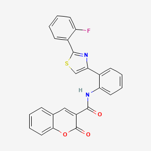 molecular formula C25H15FN2O3S B2651448 N-(2-(2-(2-fluorophenyl)thiazol-4-yl)phenyl)-2-oxo-2H-chromene-3-carboxamide CAS No. 2034384-25-1